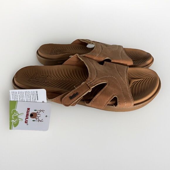Kuailu Shoes - KUAILU Womens  Orthotic Slides Sandals, Lightweight, Arch Support-Khaki Size 11